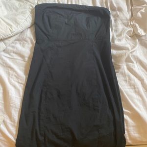 black strapless mini dress